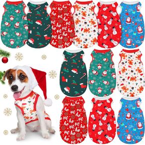 12 Pieces Christmas Dog Shirt Bulk Dog Christmas Outfit Christmas Dog Clothes Puppy Christmas Shirt for Small Dogs Christmas Home and Party Dog Supplies (Medium)