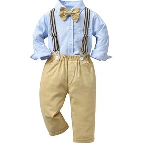 amokk Gentleman Outfits Formal Wear for Toddler Baby Boys Bow Tie and Suspenders Clothing Set in Kuwait
