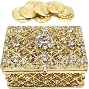 عملات وحدة الزفاف من CB Accessories - Arras de Boda - صندوق مزخرف مع تذكار من كريستالات حجر الراين 75 (ذهبي) in Kuwait