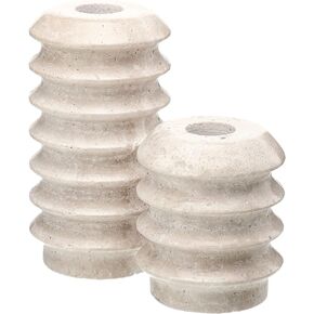 2 Pcs Marble Candle Holder Natural Travertine Modern Candlestick Holders Two Sizes Candle Stand for Home Stone Decor Taper 3/4 Inch Thick Candles Wedding Dinning Party Holiday (Black)
