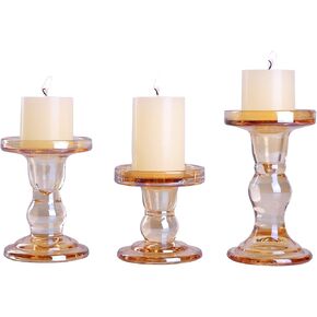 IBWell Set of 3 Black Glass Candle Holder for Pillar Candle Holder/Taper Candlestick Holders, Decorative Unity Candle Holder, for Formal Events, Wedding, Church, Décor Table Centerpiece Decoration in Kuwait