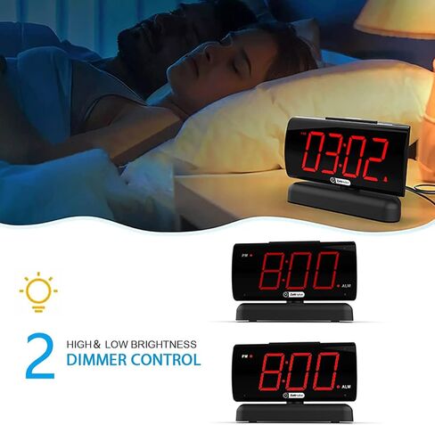ZOOS ساعة منبه لغرفة النوم 5 بوصة كبيرة LED ساعة رقمية لكبار السن، منبه بسيط خافت لغرف النوم، حجم قابل للتعديل/غفوة/بطارية احتياطية/قاعدة دوارة هدية للأطفال المسنين في المنزل والمكتب in Kuwait