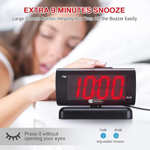 ZOOS ساعة منبه لغرفة النوم 5 بوصة كبيرة LED ساعة رقمية لكبار السن، منبه بسيط خافت لغرف النوم، حجم قابل للتعديل/غفوة/بطارية احتياطية/قاعدة دوارة هدية للأطفال المسنين في المنزل والمكتب in Kuwait