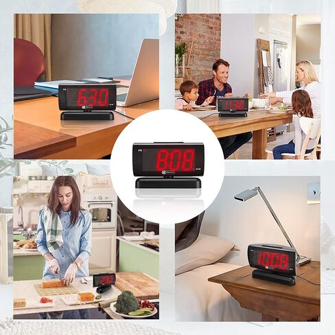 ZOOS ساعة منبه لغرفة النوم 5 بوصة كبيرة LED ساعة رقمية لكبار السن، منبه بسيط خافت لغرف النوم، حجم قابل للتعديل/غفوة/بطارية احتياطية/قاعدة دوارة هدية للأطفال المسنين في المنزل والمكتب in Kuwait