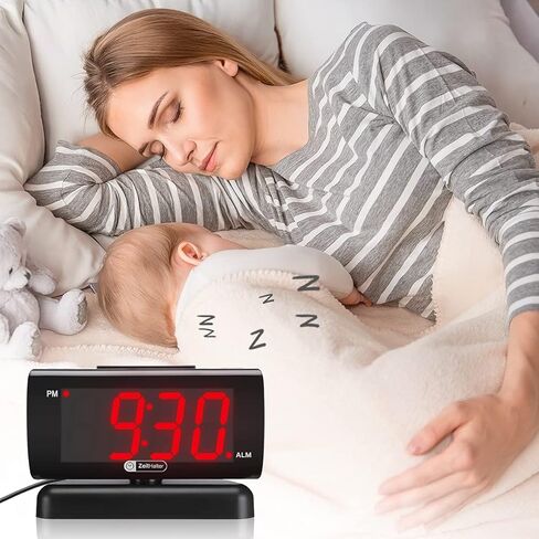 ZOOS ساعة منبه لغرفة النوم 5 بوصة كبيرة LED ساعة رقمية لكبار السن، منبه بسيط خافت لغرف النوم، حجم قابل للتعديل/غفوة/بطارية احتياطية/قاعدة دوارة هدية للأطفال المسنين في المنزل والمكتب in Kuwait