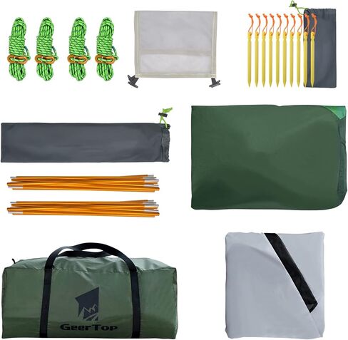 جيرتوب خيمة تتسع لـ6 اشخاص للتخييم مقاومة للماء في 4 مواسم تتسع لـ6 اشخاص، خيمة عائلية مزدوجة الطبقات للتخييم في الهواء الطلق، والسفر بشنطة الظهر in Kuwait