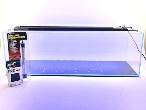 Lifegard Aquatics 6 Gallon Long Ultra Clear Low Iron Bookshelf Aquarium Kit - Heater, LED Light and Algae pad Included in Saudi Arabia