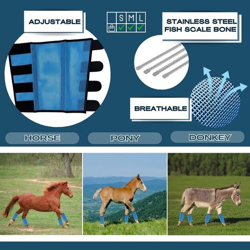 Fly Boots for Horses - Horse Leggins Adjustable to Protective Horse Leg Wraps Horse - Leggings for Preventing Flies and Mosquitoes Bites - Breathable Plastic Mesh. in Kuwait
