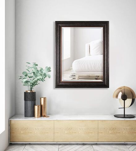 مرآة حائط مشطوفة بإطار مستطيل، مقاس 60.96 سم × 76.2 سم، لمسة نهائية برونزية بنية in Kuwait