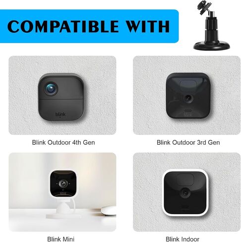 حامل كاميرا بلينك خارجي الجيل الثالث والرابع قابل للتعديل بزاوية 360 درجة مع وحدة مزامنة وميض 2 حامل لنظام كاميرات المراقبة المنزلية الداخلية والخارجية (3 قطع، اسود) in Kuwait