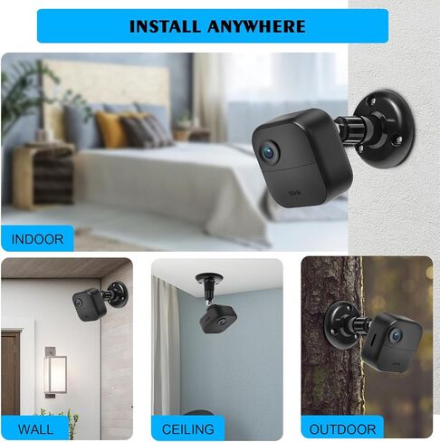 حامل كاميرا بلينك خارجي الجيل الثالث والرابع قابل للتعديل بزاوية 360 درجة مع وحدة مزامنة وميض 2 حامل لنظام كاميرات المراقبة المنزلية الداخلية والخارجية (3 قطع، اسود) in Kuwait