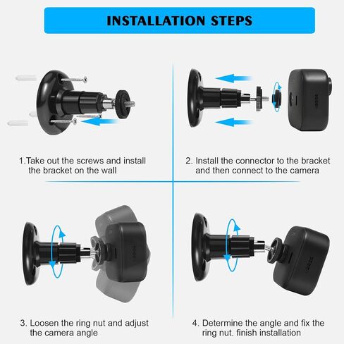 حامل كاميرا بلينك خارجي الجيل الثالث والرابع قابل للتعديل بزاوية 360 درجة مع وحدة مزامنة وميض 2 حامل لنظام كاميرات المراقبة المنزلية الداخلية والخارجية (3 قطع، اسود) in Kuwait
