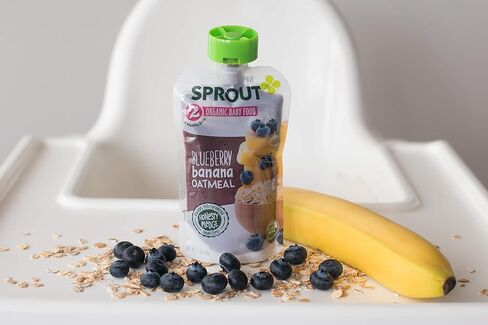 أغذية الأطفال العضوية، أكياس المرحلة الثانية، مزيج الفواكه والخضروات والحبوب، دقيق الشوفان والموز والتوت، 3.5 أونصة مهروسة (عبوة من 6 قطع) in Kuwait