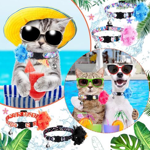 8 Pieces Cat Collars with Bell Kitten Collars Removable Flower Adjustable Breakaway Cat Collar Colorful Flower Kitten Collar with Bell for Pets Girl Cats (Medium) in Saudi Arabia