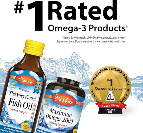 Carlson - Solar D Gems, Vitamin D3 and Omega-3 Supplement, 2000 IU (50 mcg) Vitamin D3, 115 mg Omega-3s EPA and DHA Supplement, Wild Caught, Sustainably Sourced, Lemon, 360 Softgels in Saudi Arabia