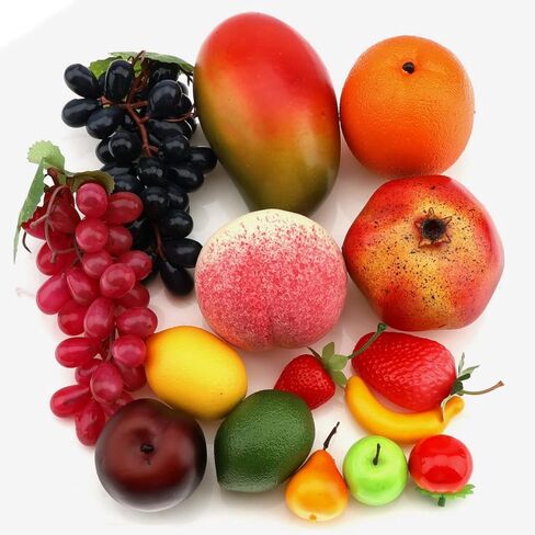 Woration 15 جهاز كمبيوتر شخصى واقعية واقعية الديكور الفواكه الاصطناعية مجموعة وهمية الرمان المانجو البرتقال الليمون العنب الخوخ محاكاة نموذج الغذاء عرض الدعائم التصوير الفوتوغرافي in Kuwait