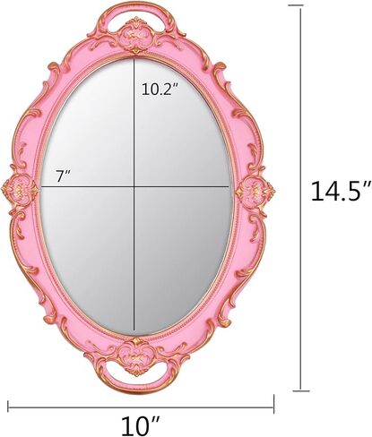 Vintage Mirror Small Wall Mirror Hanging Mirror 14.5 x 10 inchs Oval Blue in Saudi Arabia