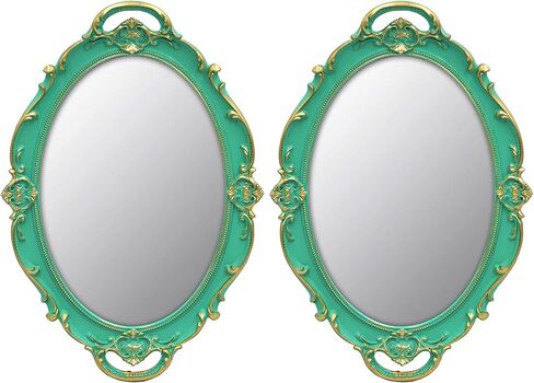 Vintage Mirror Small Wall Mirror Hanging Mirror 14.5 x 10 inchs Oval Blue in Saudi Arabia