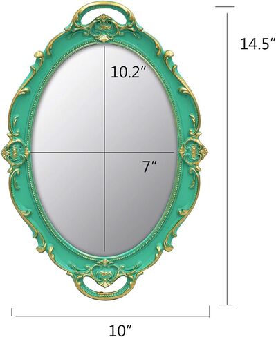Vintage Mirror Small Wall Mirror Hanging Mirror 14.5 x 10 inchs Oval Blue in Saudi Arabia