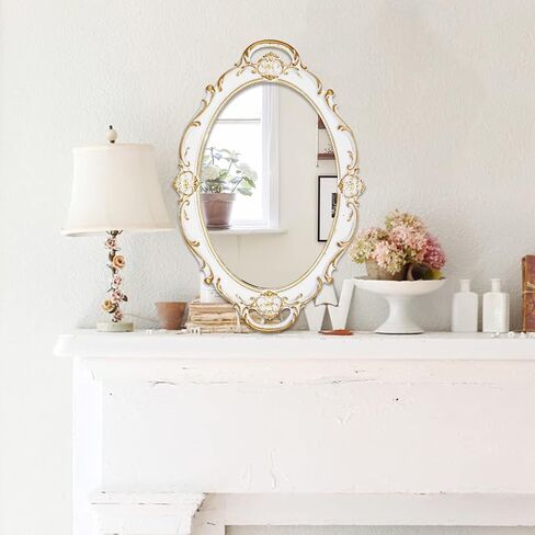 Vintage Mirror Small Wall Mirror Hanging Mirror 14.5 x 10 inchs Oval Blue in Saudi Arabia