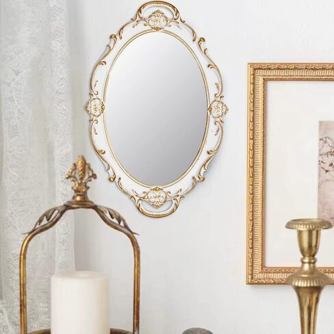 Vintage Mirror Small Wall Mirror Hanging Mirror 14.5 x 10 inchs Oval Blue in Saudi Arabia