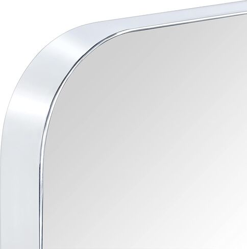 GRACTO 24x36'' Chrome Metal Framed Bathroom Mirror for Wall in Stainless Steel Rounded Rectangular Bathroom Vanity Mirrors Wall Mounted in Saudi Arabia