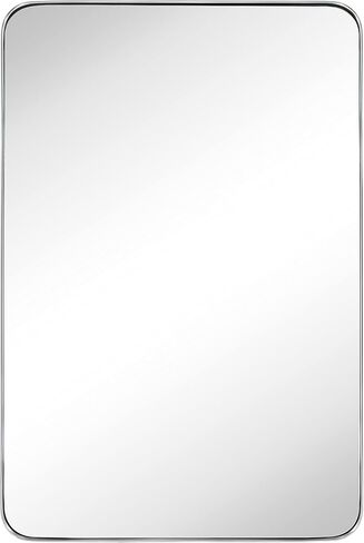 GRACTO 24x36'' Chrome Metal Framed Bathroom Mirror for Wall in Stainless Steel Rounded Rectangular Bathroom Vanity Mirrors Wall Mounted in Saudi Arabia