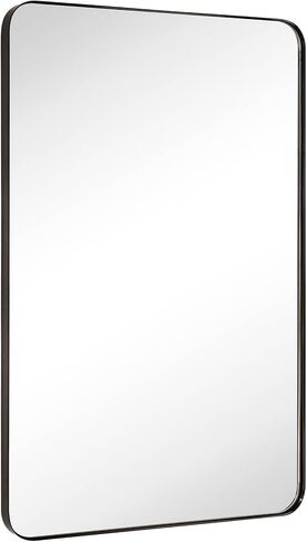 GRACTO 24x36'' Chrome Metal Framed Bathroom Mirror for Wall in Stainless Steel Rounded Rectangular Bathroom Vanity Mirrors Wall Mounted in Saudi Arabia