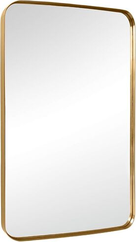GRACTO 24x36'' Chrome Metal Framed Bathroom Mirror for Wall in Stainless Steel Rounded Rectangular Bathroom Vanity Mirrors Wall Mounted in Saudi Arabia