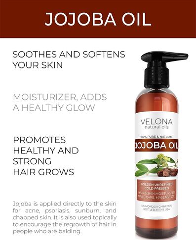 Jojoba Oil - 8 oz (With Pump) | 100% Pure and Natural | Golden, Unrefined, Cold Pressed, Hexane Free in Saudi Arabia