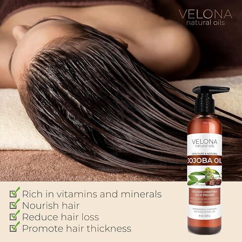 Jojoba Oil - 8 oz (With Pump) | 100% Pure and Natural | Golden, Unrefined, Cold Pressed, Hexane Free in Saudi Arabia