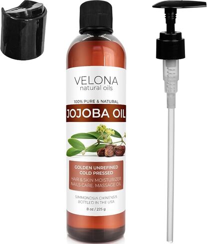 Jojoba Oil - 8 oz (With Pump) | 100% Pure and Natural | Golden, Unrefined, Cold Pressed, Hexane Free in Saudi Arabia