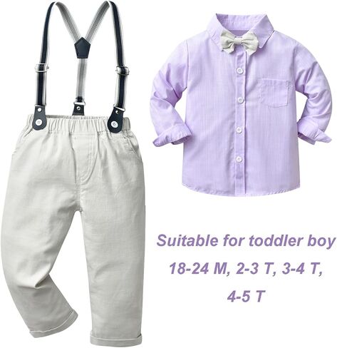 amokk Gentleman Outfits Formal Wear for Toddler Baby Boys Bow Tie and Suspenders Clothing Set in Saudi Arabia