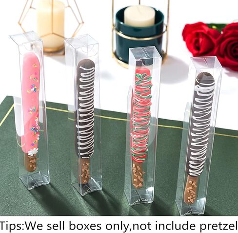 50 حزمة من RomanticBaking 1 × 1 × 8 بوصات صناديق قضبان البريتزل المغطاة بالشوكولاتة الفردية (لا تشمل البريتزل) صناديق العلكة صناديق هدايا الحفلات صناديق المكافآت الصغيرة in Kuwait