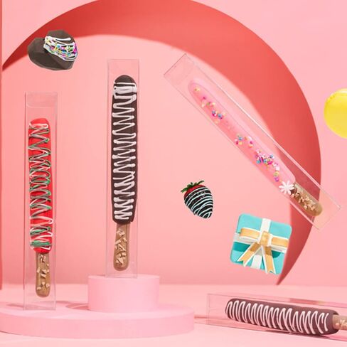 50 حزمة من RomanticBaking 1 × 1 × 8 بوصات صناديق قضبان البريتزل المغطاة بالشوكولاتة الفردية (لا تشمل البريتزل) صناديق العلكة صناديق هدايا الحفلات صناديق المكافآت الصغيرة in Kuwait