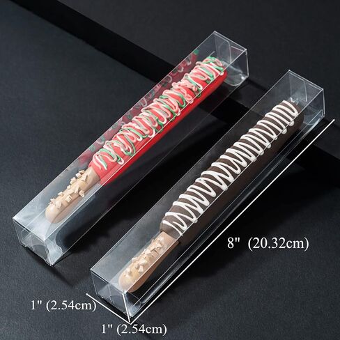 50 حزمة من RomanticBaking 1 × 1 × 8 بوصات صناديق قضبان البريتزل المغطاة بالشوكولاتة الفردية (لا تشمل البريتزل) صناديق العلكة صناديق هدايا الحفلات صناديق المكافآت الصغيرة in Kuwait