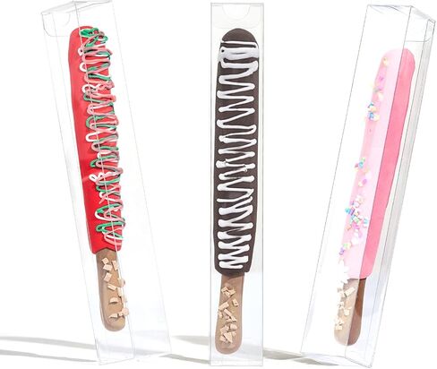 50 حزمة من RomanticBaking 1 × 1 × 8 بوصات صناديق قضبان البريتزل المغطاة بالشوكولاتة الفردية (لا تشمل البريتزل) صناديق العلكة صناديق هدايا الحفلات صناديق المكافآت الصغيرة in Kuwait