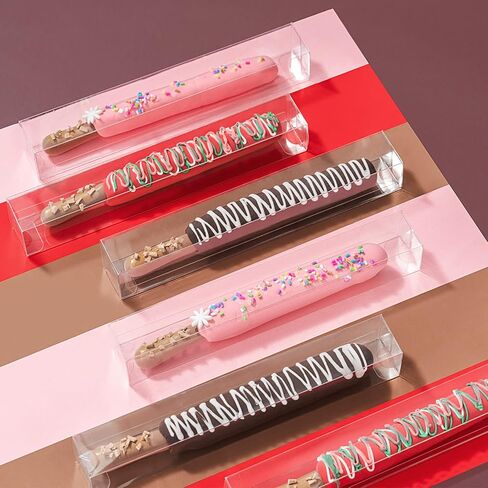 50 حزمة من RomanticBaking 1 × 1 × 8 بوصات صناديق قضبان البريتزل المغطاة بالشوكولاتة الفردية (لا تشمل البريتزل) صناديق العلكة صناديق هدايا الحفلات صناديق المكافآت الصغيرة in Kuwait