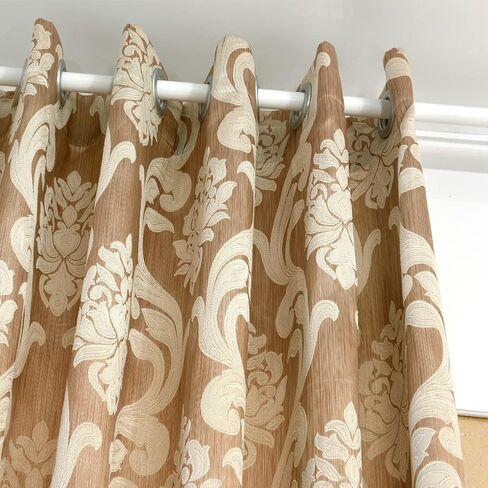 NAPEARL Damask Curtains for Living Room, Gothic Jacquard Curtain Drapes with Floral Patterns, Beige Curtains for Bedroom 84 Inch Length, Set of 2 Panels, Each 52 x 84 Inches in Kuwait