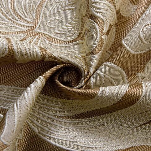 NAPEARL Damask Curtains for Living Room, Gothic Jacquard Curtain Drapes with Floral Patterns, Beige Curtains for Bedroom 84 Inch Length, Set of 2 Panels, Each 52 x 84 Inches in Kuwait