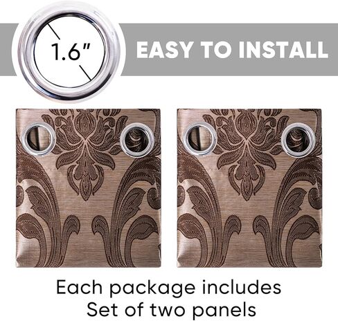 NAPEARL Damask Curtains for Living Room, Gothic Jacquard Curtain Drapes with Floral Patterns, Beige Curtains for Bedroom 84 Inch Length, Set of 2 Panels, Each 52 x 84 Inches in Kuwait