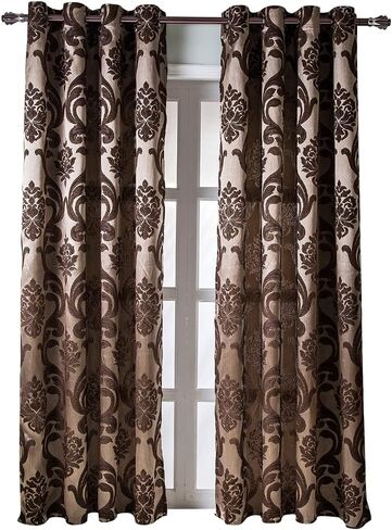 NAPEARL Damask Curtains for Living Room, Gothic Jacquard Curtain Drapes with Floral Patterns, Beige Curtains for Bedroom 84 Inch Length, Set of 2 Panels, Each 52 x 84 Inches in Kuwait