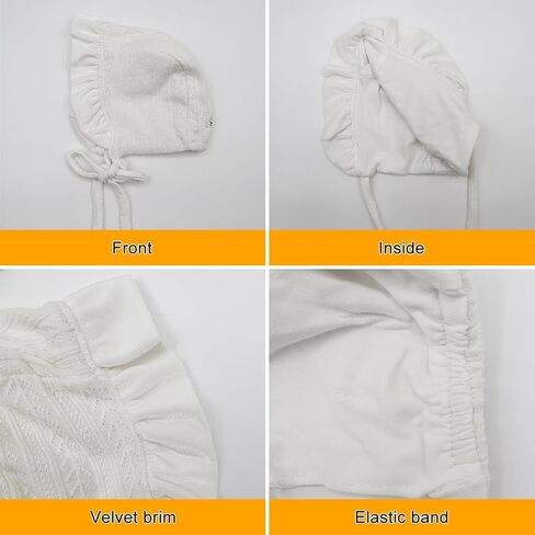 HADEEONG Baby Girls Bonnet Ultra Soft Christening Bonnet Cap Lovely Velvet Flounce Adjustable Hats 2-10 Months in Saudi Arabia