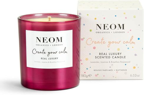 NEOM- Amazon Exclusive Create Your Calm Luxury 1 Wick Candle, 185g | Lavender, Rosewood & Jasmine | Scent to De Stress | Gift | in Kuwait