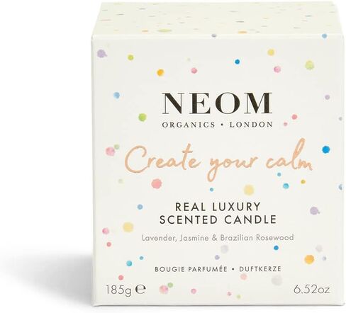 NEOM- Amazon Exclusive Create Your Calm Luxury 1 Wick Candle, 185g | Lavender, Rosewood & Jasmine | Scent to De Stress | Gift | in Kuwait