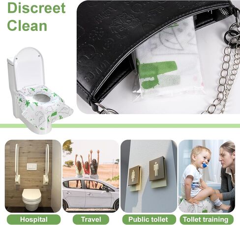 أغطية مقاعد المرحاض، عبوة سفر للاستعمال مرة واحدة، 12 قطعة من شرائط الملصقات المقاومة للماء، أغطية مقاعد المرحاض للاستعمال مرة واحدة للبالغين والأطفال، مناسبة للسفر والفندق والرحلة الجوية للحمامات العامة (حورية البحر) in Kuwait