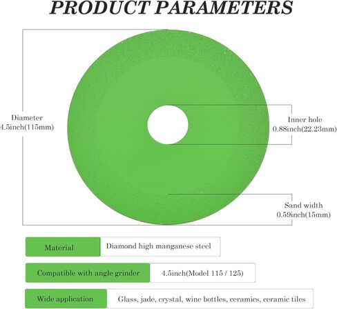 5Pcs 4.5 inch Glass Cutting Disc for Angle Grinder 7/8" (Model 115/125),1mm Ultra-Thin Diamond Cutting Saw Blade for Ceramic,Tile,Glass,Jade,Wine Bottles,Crystal in Saudi Arabia