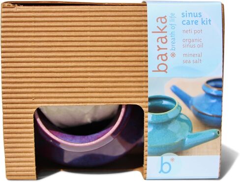 مجموعة بركة للعناية بالجيوب الأنفية - حل كامل لصحة الجيوب الأنفية - تتضمن وعاء نيتي الأرجواني، و5 مل من الزيت العطري، و2 أونصة من الملح المعدني لاحتقان الأنف - مثالية للاستخدام المنزلي! in Kuwait