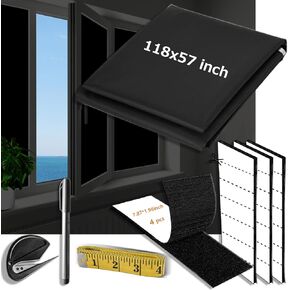 Fasnd Portable Blackout Shades (157" x 59") Travel Blackout Curtains, 100% Blackout Material Temporary Curtains Blackout Blinds for Baby Nursery, Bedroom, Touring car, Apartment or Travel Use in Saudi Arabia