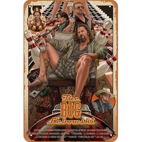 علامة TersShawl الكبيرة من القصدير Lebowski علامة معدنية للفيلم الكلاسيكي ديكور جداري فني عتيق للحانات والمقاهي ديكور جدران المنزل مقاس 8 × 12 بوصة in Kuwait